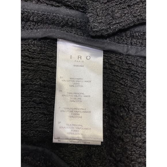 Iro 'Shavani' Black Fringed Cotton Jacket Size 40 - Picture 5 of 5
